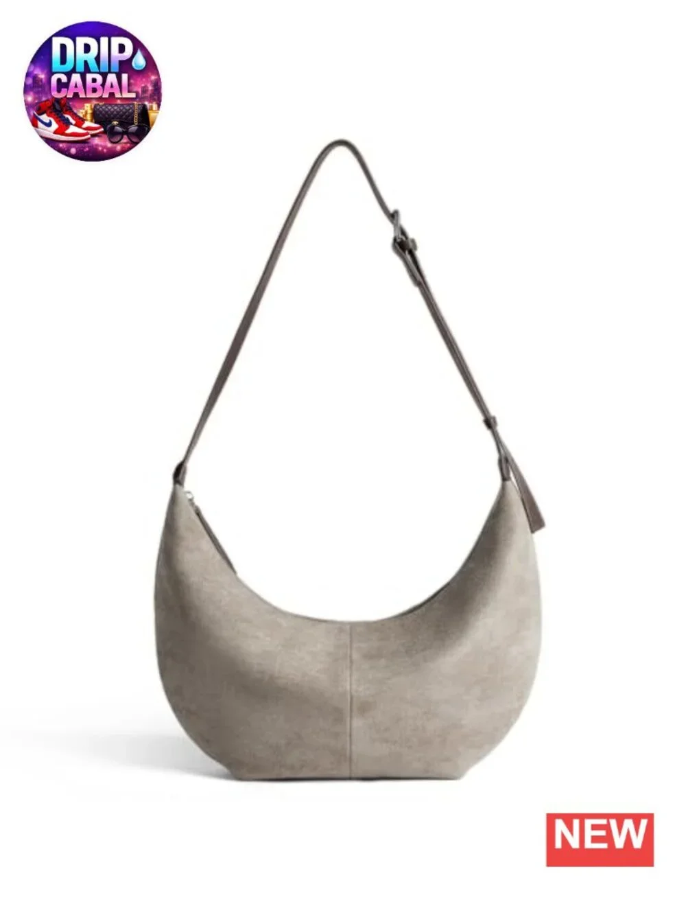 Faux Suede Crescent Crossbody Bag Hobo Shoulder Purse